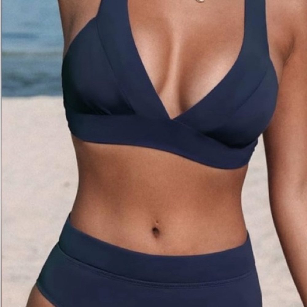 Cupshe Deep Blue Bikini Set Large New